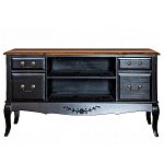 ТВ-тумба черная из массива березы с 4-мя ящиками и 2-мя полками в стиле прованс Vintage  варинант исполнения - 1 | Loft Concept в Волгограде