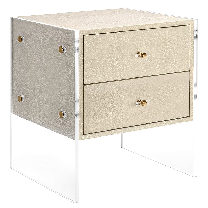 Прикроватная тумба с 2-мя ящиками на прозрачных боковых ножках Stingray Bedside table Бежевый Серый Графит Прикроватная тумба с 2-мя ящиками на прозрачных боковых ножках Stingray Bedside table Бежевый Серый Графит в Волгограде | Loft Concept