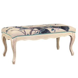 Банкетка с синими павлинами Emperor's Bird 100 см