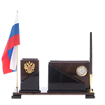 Настольный письменный набор с часами из природного камня обсидиана For the Deputy варинант исполнения - 1 | Loft Concept в Волгограде