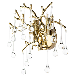 Бра в форме ветвей деревьев золотого цвета с прозрачными подвесками-каплями Droplet Bra варинант исполнения - 1 | Loft Concept в Волгограде