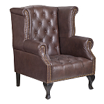 Кресло из натуральной кожи на 4-х деревянных ножках из массива бука Thomas Armchair brown варинант исполнения - 1 | Loft Concept в Волгограде