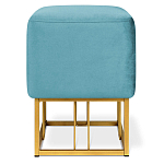 Пуф квадратный голубой велюр на золотом металлическом основании Celeste Blue варинант исполнения - 2 | Loft Concept в Волгограде