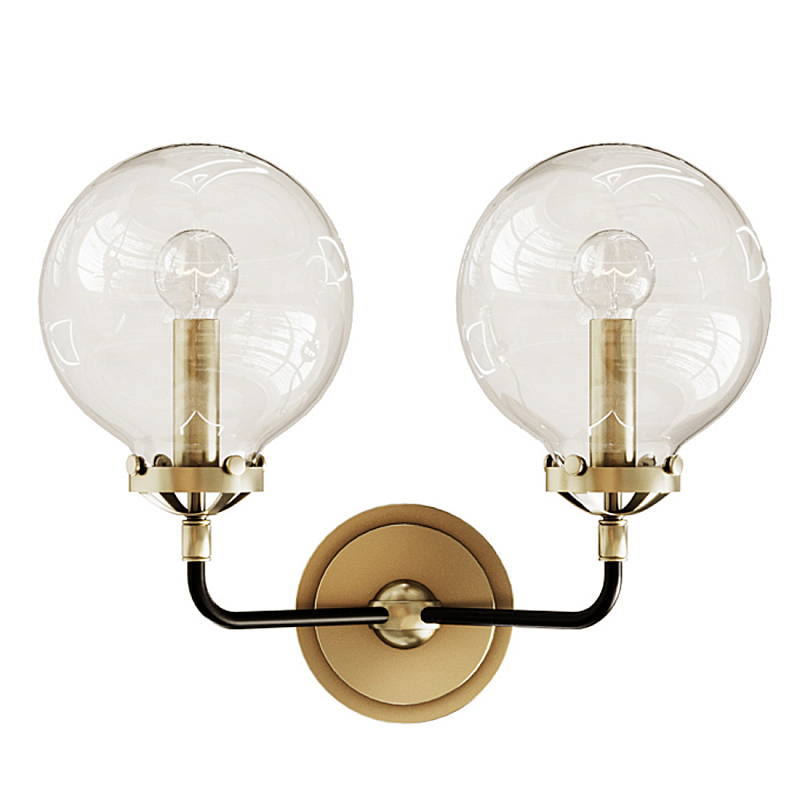 Бра Бистро Globe Clear Glass Double Sconce Brass  в Волгограде | Loft Concept 