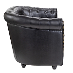 Диван кожаный двухместный на 4-х деревянных ножках из массива березы Logan Leather Seating black варинант исполнения - 2 | Loft Concept в Волгограде