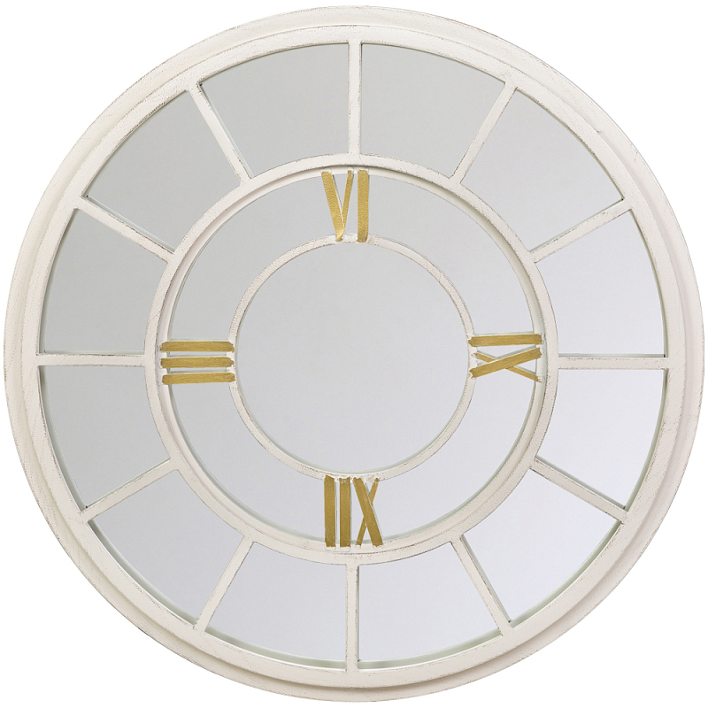 Зеркало настенное в белой металлической раме в виде часов Mirror Tower Clock Белый Зеркало Зеркало настенное в белой металлической раме в виде часов Mirror Tower Clock Белый Зеркало в Волгограде | Loft Concept