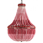 Люстра каплевидной формы украшенная круглыми бусинами Wooden Beads Chandelier Red Pink варинант исполнения - 1 | Loft Concept в Волгограде