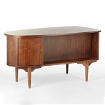 Дизайнерский письменный стол округлой формы с 4-мя ящиками и дверкой с полочками Rili варинант исполнения - 1 | Loft Concept в Волгограде