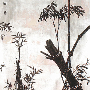 Обои ручная роспись Bamboo Quicksilver on Tarnished Silver gilded paper