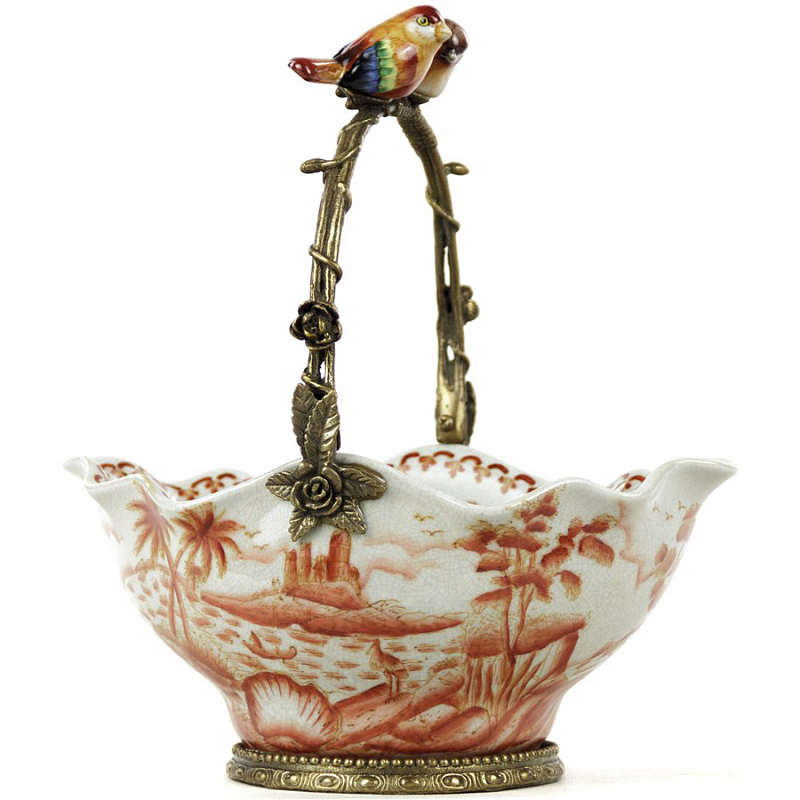Чаша Basket With Birds Белый Бронза Красный Чаша Basket With Birds Белый Бронза Красный в Волгограде | Loft Concept
