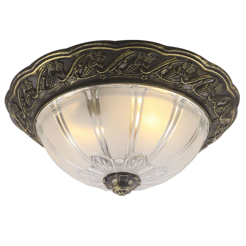 Потолочный светильник Flush Mount Ceiling Light bronze corrugated glass Античная Бронза Потолочный светильник Flush Mount Ceiling Light bronze corrugated glass Античная Бронза в Волгограде | Loft Concept