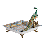 Блюдо квадратное с павлином на бронзовых ножках Eden Garden варинант исполнения - 2 | Loft Concept в Волгограде