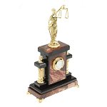 Часы настольные бронзовые из натурального камня Яшма с декором в виде Фемиды Themis Stone Clock варинант исполнения - 2 | Loft Concept в Волгограде