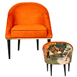 Кресло из натурального бука оранжевое с цветным принтом Impressionism in Art варинант исполнения - 2 | Loft Concept в Волгограде