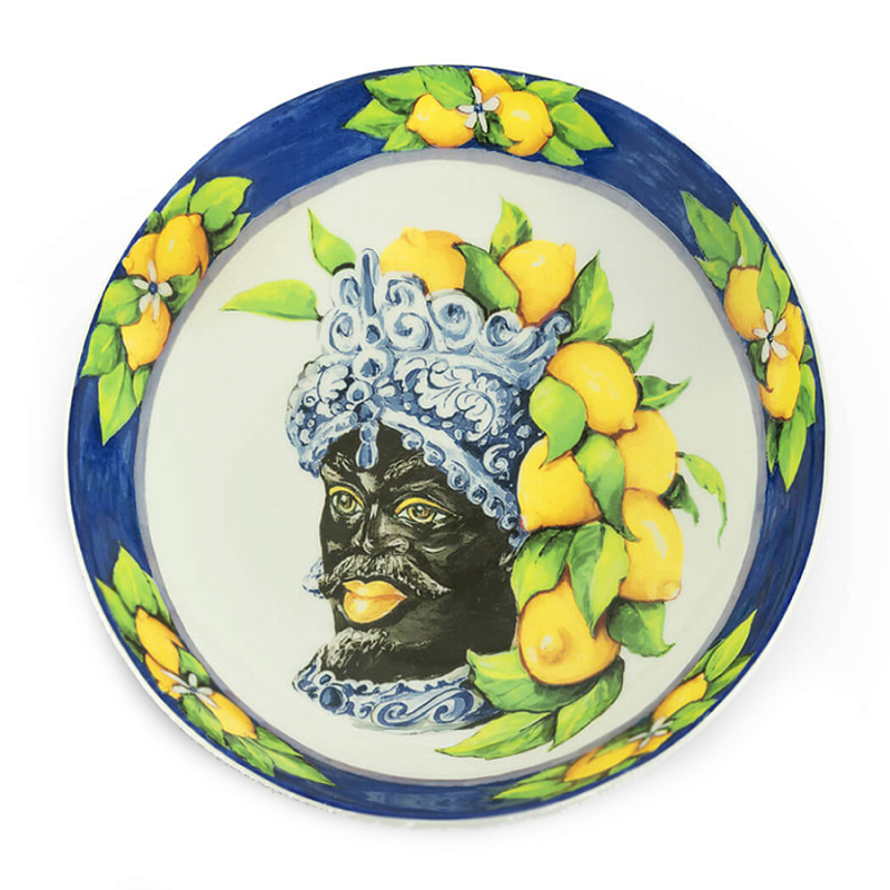 Тарелка Abhika SOUP PLATE MORO HEAD D 22,5 Blue Темно-синий Желтый Тарелка Abhika SOUP PLATE MORO HEAD D 22,5 Blue Темно-синий Желтый в Волгограде | Loft Concept