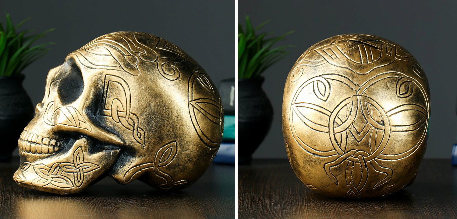 Статуэтка Golden Skull with Pattern Статуэтка Golden Skull with Pattern - Loft-Concept в Волгограде