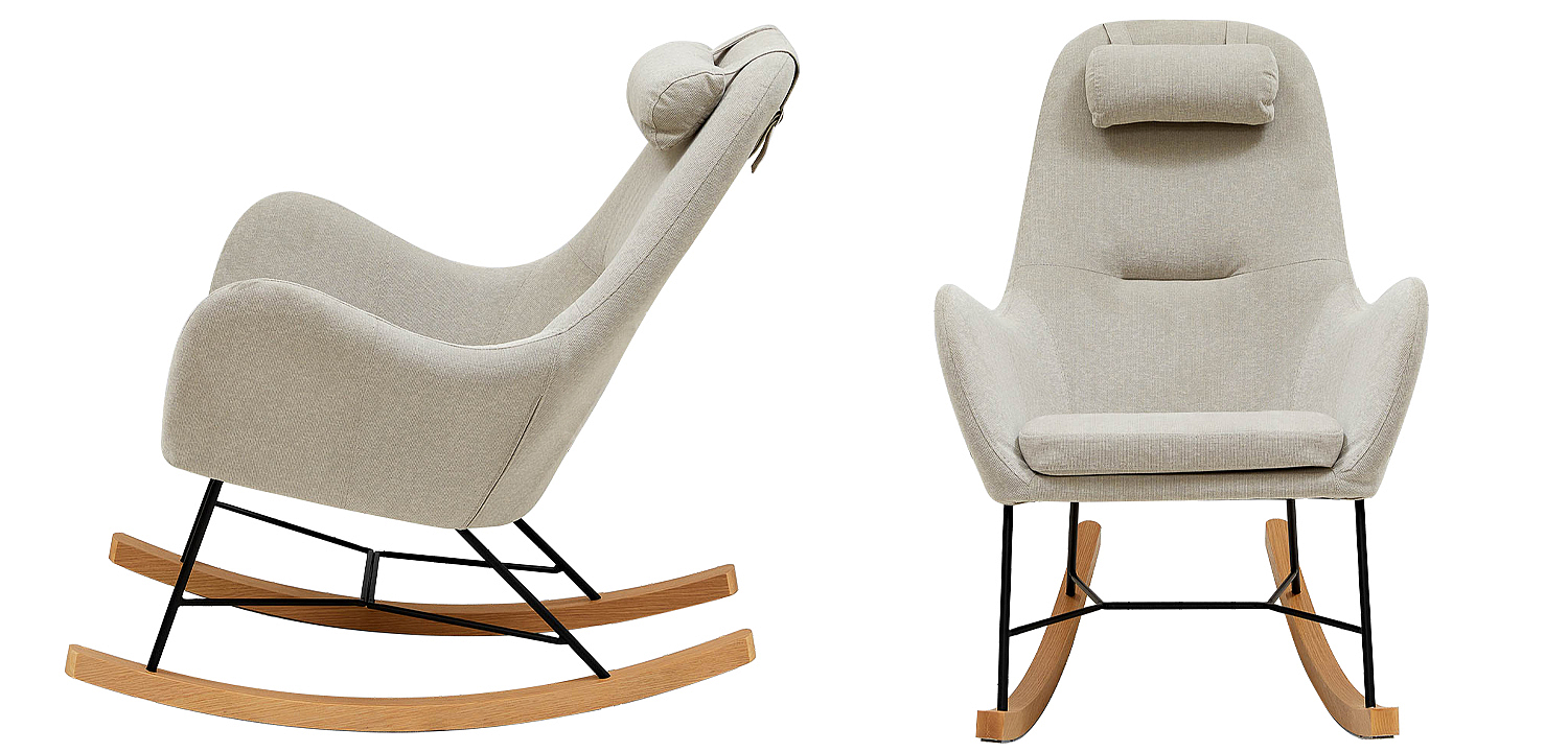 Бежевое Кресло-качалка с подушкой Rhyley Rocking Chair Бежевое Кресло-качалка с подушкой Rhyley Rocking Chair - Loft-Concept в Волгограде