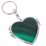 Зеркало брелок складное двухстороннее в форме сердца из натурального камня Малахит Stone Mirrors варинант исполнения - 1 | Loft Concept в Волгограде