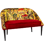 Диван двухместный из натурального бука красный с цветным принтом Impressionism in Art варинант исполнения - 3 | Loft Concept в Волгограде