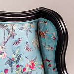 Трехместный диван из натурального бука бирюзовый с изображением птиц и цветов Turquoise Chinoiserie Garden Sofa варинант исполнения - 6 | Loft Concept в Волгограде