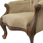 Кресло с мягкой обивкой из светло-коричневого велюра на 4-х деревянных ножках Evelyn Classical Armchair варинант исполнения - 4 | Loft Concept в Волгограде