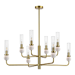 Люстра с 8-ю плафонами в форме стеклянных трубок и мраморных декоративных элементов Montreal варинант исполнения - 8 | Loft Concept в Волгограде