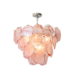 Люстра с каскадом из круглых розовых стеклянных дисков Pink Light Waterfall варинант исполнения - 3 | Loft Concept в Волгограде