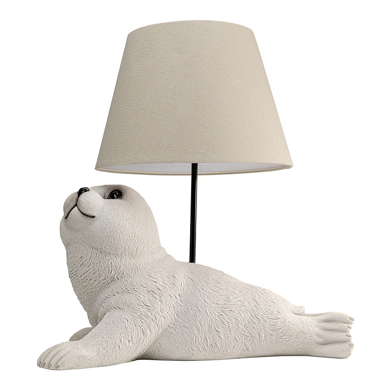 Настольная лампа в детскую Белый морской котик Бежевый Молочный в Волгограде | Loft Concept 