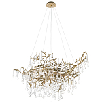 Подвесная люстра в виде ветвей деревьев золотого цвета с прозрачными подвесками-каплями 10 и 14 ламп Droplet Chandelier варинант исполнения - 3 | Loft Concept в Волгограде
