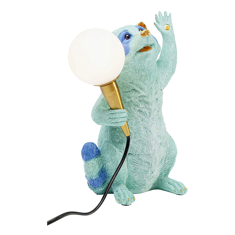 Настольная лампа для детской Голубой Енот  Золотой Бирюзовый Синий в Волгограде | Loft Concept 
