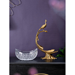 Чаша из прозрачного стекла на бронзовой подставке в виде павлина с рельефным хвостом Eden Garden варинант исполнения - 7 | Loft Concept в Волгограде