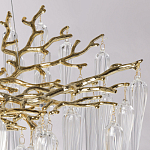 Люстра золотого цвета с декоративными ветками и длинными прозрачными стеклянными подвесами в форме сосулек Droplet Chandelier варинант исполнения - 7 | Loft Concept в Волгограде