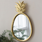 Зеркало овальной формы с золотистой рамкой и декоративной верхушкой в виде ананаса Pineapple Shine  варинант исполнения - 4 | Loft Concept в Волгограде