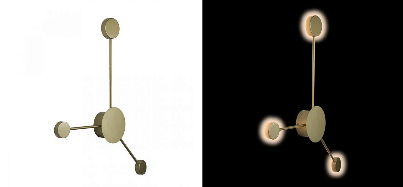 Бра Лофт Vibia Pin Wall Light 3 плафона Золотой матовый цвет Бра Лофт Vibia Pin Wall Light 3 плафона Золотой матовый цвет - Loft-Concept в Волгограде