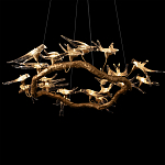 Люстра подвесная с прозрачными стеклянными птичками на ветвях Диаметр 100 см Serip Voa варинант исполнения - 9 | Loft Concept в Волгограде