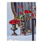 Ваза из фарфора черная с цветочной росписью и бронзовой стрекозой Spring Garden варинант исполнения - 4 | Loft Concept в Волгограде