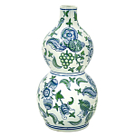 Ваза фигурная с сине-зелеными узорами распустившихся цветов Blossoming Spring варинант исполнения - 1 | Loft Concept в Волгограде