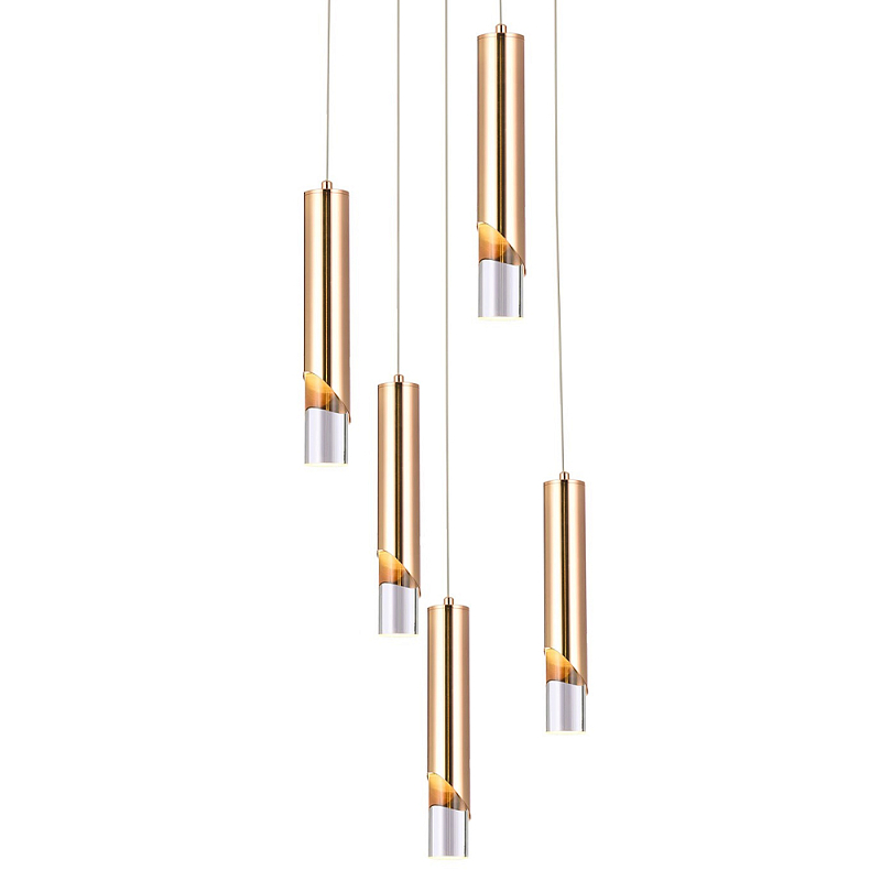 Подвесной светильник Metal Acrylic Tube Five Gold Hanging Lamp Прозрачный Золотой Подвесной светильник Metal Acrylic Tube Five Gold Hanging Lamp Прозрачный Золотой в Волгограде | Loft Concept