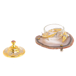 Икорница с декором "Осетр" с гравировкой на подставке из натурального камня Агат Decorative Cavair Dishes варинант исполнения - 3 | Loft Concept в Волгограде