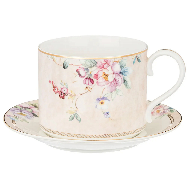 Чайная пара из фарфора с цветочным принтом 300мл Flower Porcelain Collection Розовый Мульти Чайная пара из фарфора с цветочным принтом 300мл Flower Porcelain Collection Розовый Мульти в Волгограде | Loft Concept