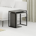 Комплект из 2-х приставных столов серого цвета из дерева ZIGOSH RETRO GREY варинант исполнения - 2 | Loft Concept в Волгограде