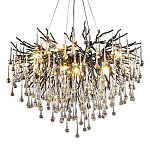 Люстра черная с прозрачными стеклянными подвесками в форме капель FAIRYTREE Light варинант исполнения - 3 | Loft Concept в Волгограде