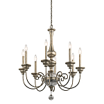 Люстра серебряного цвета с состаренным эффектом и декоративным подвесным шаром Kichler варинант исполнения - 1 | Loft Concept в Волгограде