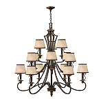 Люстра бронзового цвета с бежевыми абажурами из органзы в классическом стиле Hinkley варинант исполнения - 2 | Loft Concept в Волгограде
