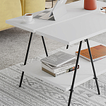 Стол журнальный с белой прямоугольной столешницей и полкой ESSEL WHITE варинант исполнения - 3 | Loft Concept в Волгограде