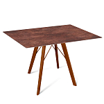 Стол обеденный с коричневой прямоугольной столешницей из керамики на четырех деревянных ножках Brown Ceramics варинант исполнения - 1 | Loft Concept в Волгограде