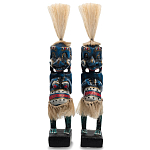 Комплект из 2-х деревянных статуэток Asmat Straw Headdress Statuettes Blue Colorful Tattoo варинант исполнения - 1 | Loft Concept в Волгограде