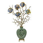 Ваза зеленая с бронзовыми ветвями и фарфоровыми рыбками Eden Garden варинант исполнения - 1 | Loft Concept в Волгограде