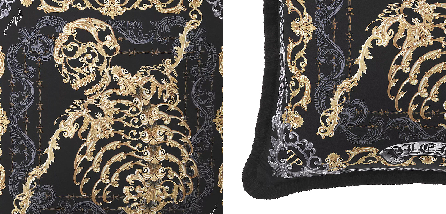 Подушка Philipp Plein Cushion Silk Skeleton 50 x 50 cm Подушка Philipp Plein Cushion Silk Skeleton 50 x 50 cm - Loft-Concept в Волгограде