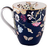 Кружка синяя из фарфора с рисунком цветов 400 мл Garden Whisper Porcelain Set  варинант исполнения - 1 | Loft Concept в Волгограде
